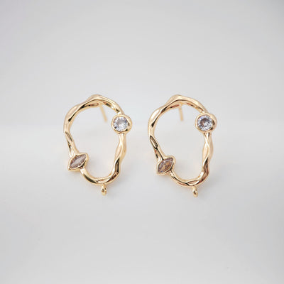 Pendientes de aro con nicho irregular y aro, de plata S925 sin níquel, de oro, hipoalergénicos, ZX198