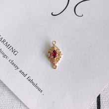 Load image into Gallery viewer, 10pcs Flower Connector Charm with loops, Boho Connector, Cubic Pave Pendant, Necklace Making, Gold Plated Jewelry Findings MY060-F123