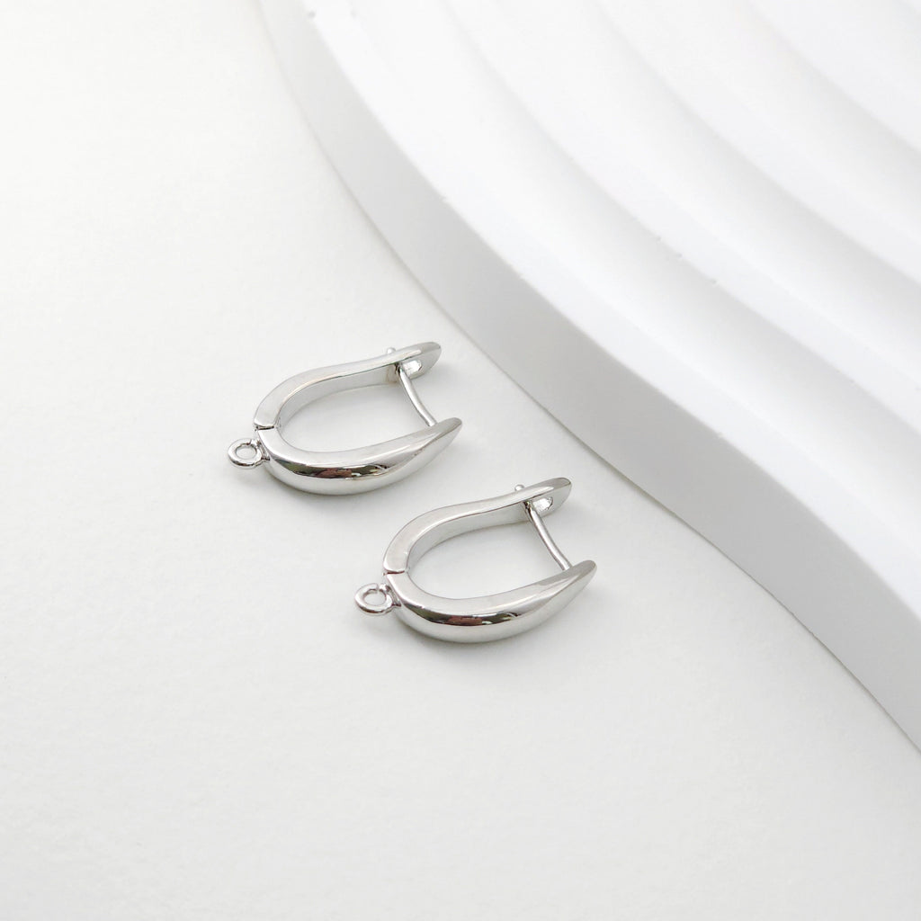 Polished English lock with loop, Gold/Rhodium Plated Earring hoop, Hypoallergenic & Nickel-Free，DIY Handmade Earring Findings Supplies D0087