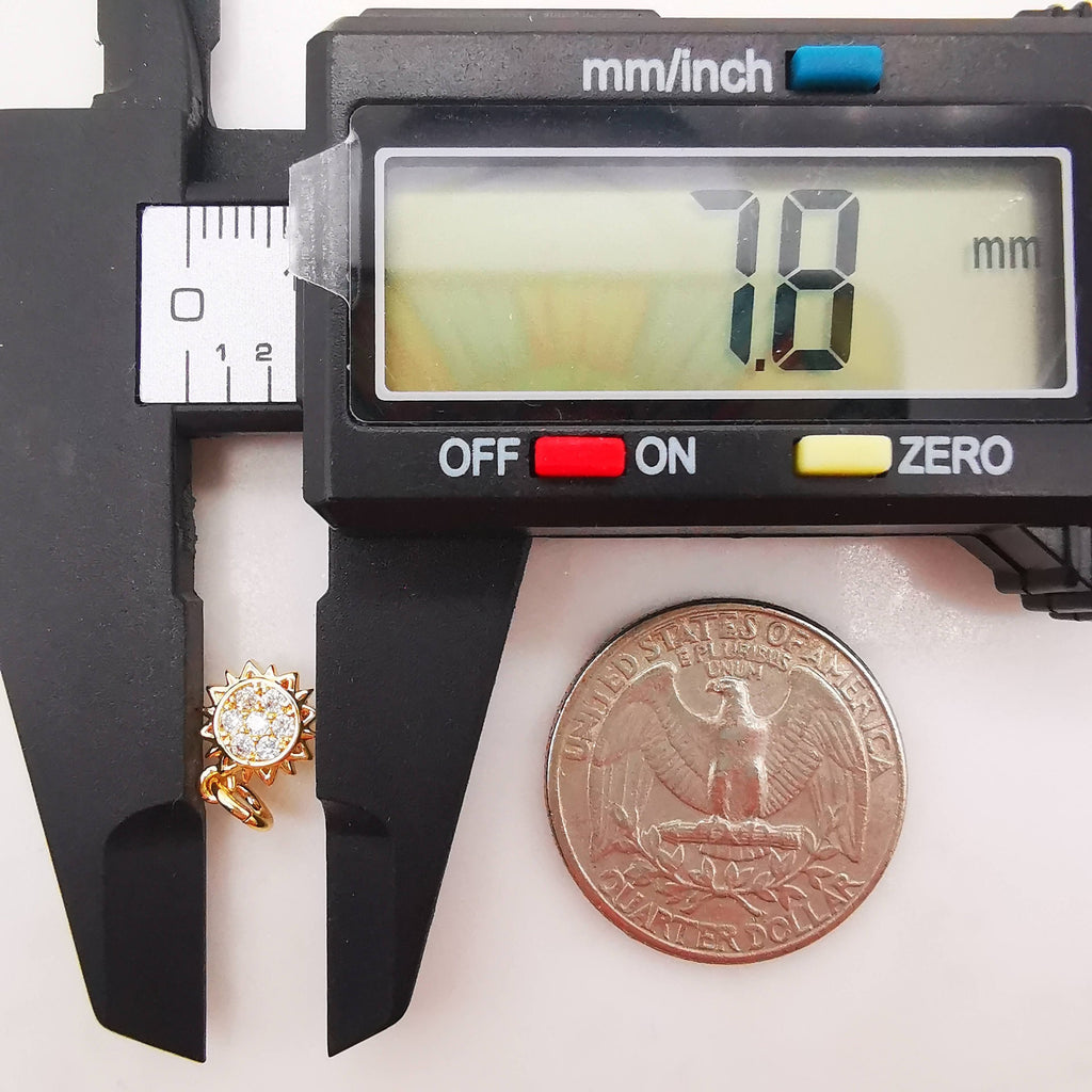 Dainty Sun Moon Charm, Sunny Crystal Cubic Pendant, 18K Gold Plated Micro CZ Pave, Necklace Making Charm, Jewelry Findings S108