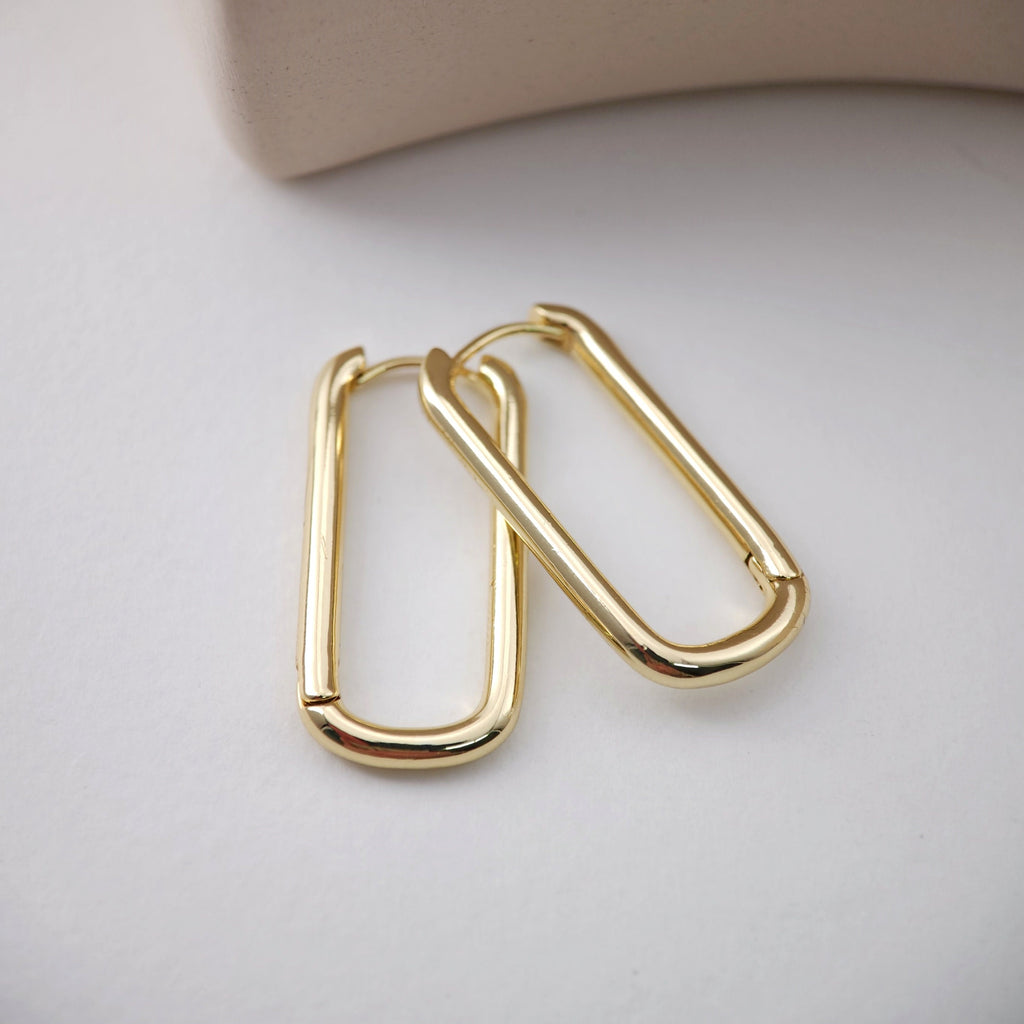 Gold U Shape Hoop Earring, 28.6*14mm, 18K Gold Plated Leverback Earrings, Huggie Hoops Earring D0129