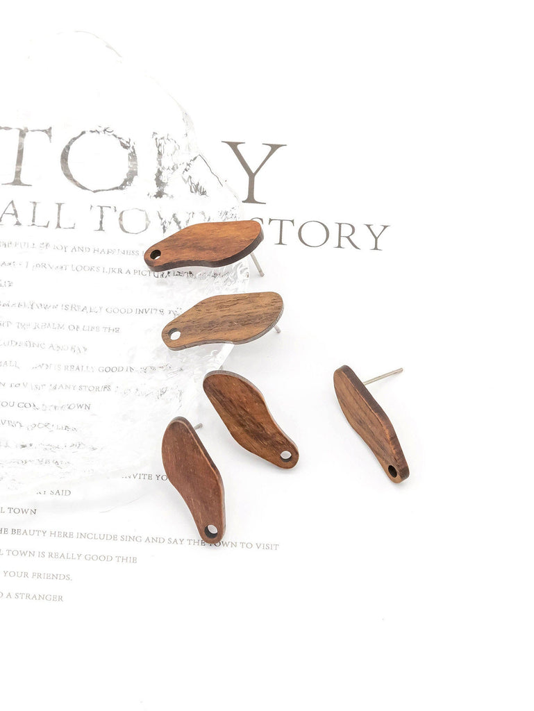 أقراط خشبية مكونة من 4 قطع، أقراط خشبية غير منتظمة للنساء، مصنوعة من خشب الجوز المستصلح، خالية من النيكل، أقراط خشبية بوهو JT917