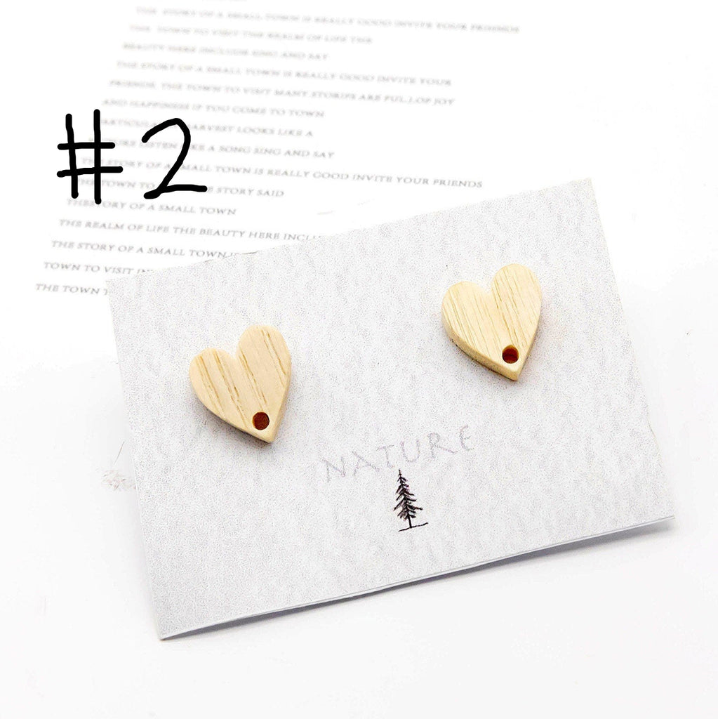 4 pendientes de madera con forma de corazón para mujer, de fresno reciclado, sin níquel, con diseño geométrico llamativo, JT908