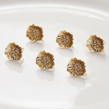 Load image into Gallery viewer, Cubic Flower Earring Post with Loops, S925 Silver Pin Nickel Free Earrings, CZ Pave Ear Stud Loop, Hypoallergenic Earring Findings BB045