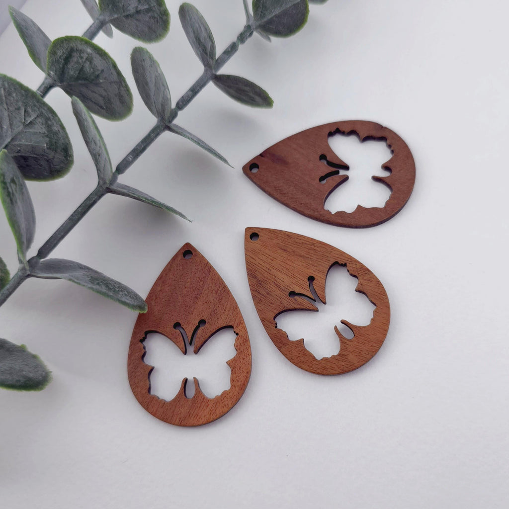 Butterfly Wood Charms, Drop Shaped Wooden Pendant, Reclaimed Walnut Wood, Geometric Statement Wood Earrings Diy Ideas JT1008