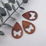 Butterfly Wood Charms, Drop Shaped Wooden Pendant, Reclaimed Walnut Wood, Geometric Statement Wood Earrings Diy Ideas JT1008