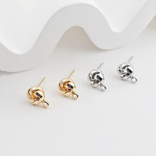 Load image into Gallery viewer, Round Wire Dough Earring Post with Loop, 18k Gold Chain Round Stud Earring Nickel Free, Hypoallergenic Earring Findings ZX271