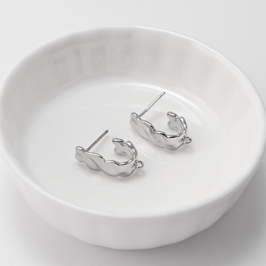 أقراط مطوية على شكل حرف U مع حلقة، مطلية بالذهب عيار 18 قيراطًا، خالية من النيكل، دبوس من الفضة الاسترلينية S925، أقراط أذن مضادة للحساسية D0458