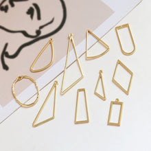 Cargar imagen en el visor de la galería, 10 colgantes calados con aro, triángulo, diamante, rectangular, chapado en oro de 18 quilates, BY017