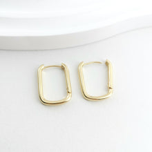 Load image into Gallery viewer, 10pcs Gold Rectangle Ear Hoops, 22x16mm, 18K Gold Plated Leverback Earrings, Huggie Hoops Earring S1069