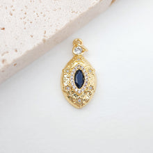 Load image into Gallery viewer, Triangles Evil Eye Charm, 18K Gold Plated Micro CZ Pave Eye Pendant, 16mm, Necklace Making Charm, Jewelry Findings S20259