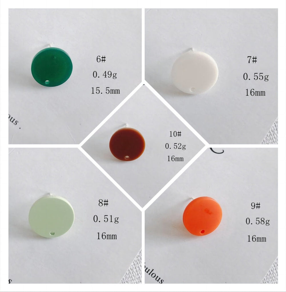 10 قطع من زينة الأقراط الدائرية المصنوعة من الأكريليك، 26 لونًا من اختيارك، زينة أذن من الفضة الاسترلينية S925، خالية من النيكل، زينة أقراط MY023