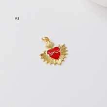 Load image into Gallery viewer, Heart Shape Evil Eye Charm, 18K Gold Plated Enamel Eye Pendant, Necklace Making Charm, Jewelry Findings
