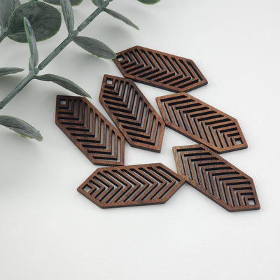 Long Rhombus Geometric Charm, Wooden Pendant, Natural Pendant, Natural Jewelry Findings, Necklace Earring Making Findings JT983