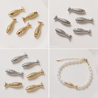 Fish Beads, Spacer Beads, 23mm, 14K Gold/Silver Plated, Bracelet Necklace Making Jewelry Finding GZ359