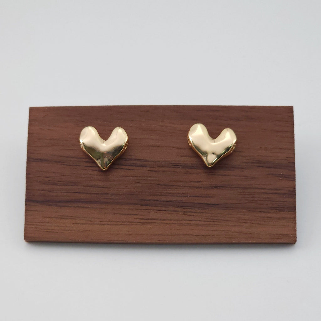 عمود قرط على شكل قلب ذهبي، أقراط من الذهب عيار 18 قيراطًا خالية من النيكل، دبابيس أذن من الفضة S925، 9.4 × 11 مم، قرط على شكل قلب مع حلقة ZX204