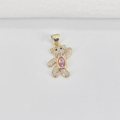 Bear Charm, Pave CZ, 18K Gold Plated Crystal, Teddy Bear Pendant, Rabbit for Jewelry Making S20784