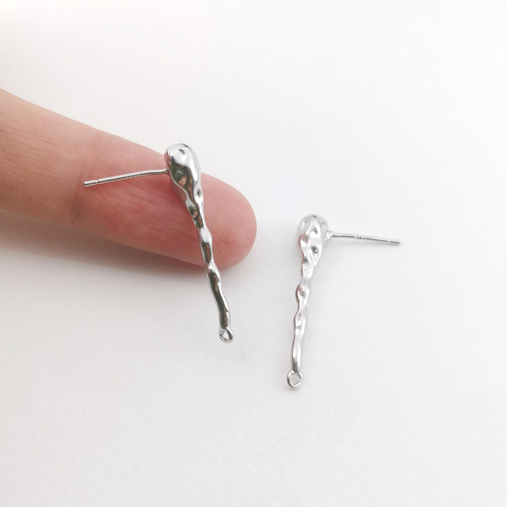 Pendiente de oreja martillado con aro, pendiente de plata S925 sin níquel, pendiente de botón dorado/plateado, accesorios hipoalergénicos ZX102