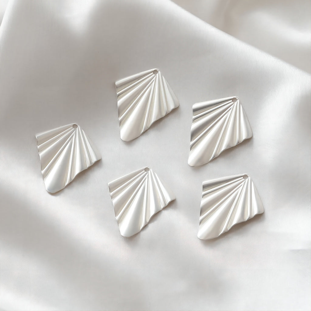 Rhombus Shaped Ruffled Textured Pendant, Charm, 14K Gold/Silver Plated, Jewelry Making Findings JH014