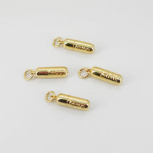 Load image into Gallery viewer, Gold Pills Charms, 18K shiny Gold Plated Love Pendant, Necklace Making Charms, Jewelry Findings S20805