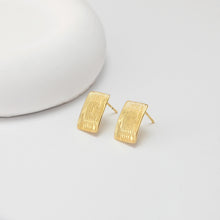 Load image into Gallery viewer, Rectangular Brushed Earrings Post With Loop, 18K Gold Plated, Nickel Free, S925 Silver Pin, Ear Stud Hypoallergenic Earring Findings D0455