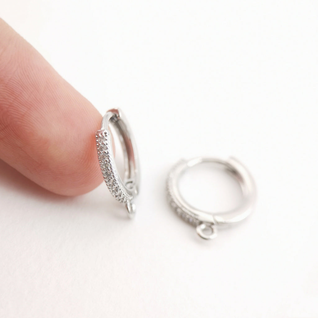 Cubic Zirconia Ear Hoops Multicolor Pave Crystal , 15.3*14mm, 18K Gold Plated Leverback Earrings, Huggie Hoops Earring D0155