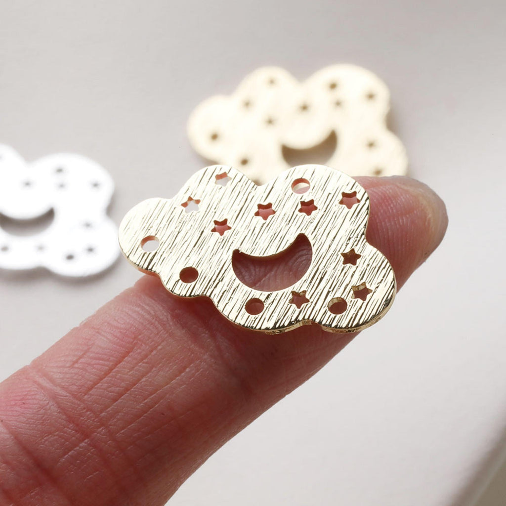 Brushed Cloud Hollow Connector, 14K Gold/Silver Plated Earring Making Findings, 25*16.9mm Jewelry Findings GZ736