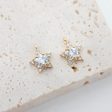 Load image into Gallery viewer, Tiny Star Charms, 8mm Crystal Cubic Star Pendant, 18K Gold Plated, Necklace charms, Jewelry Findings S692