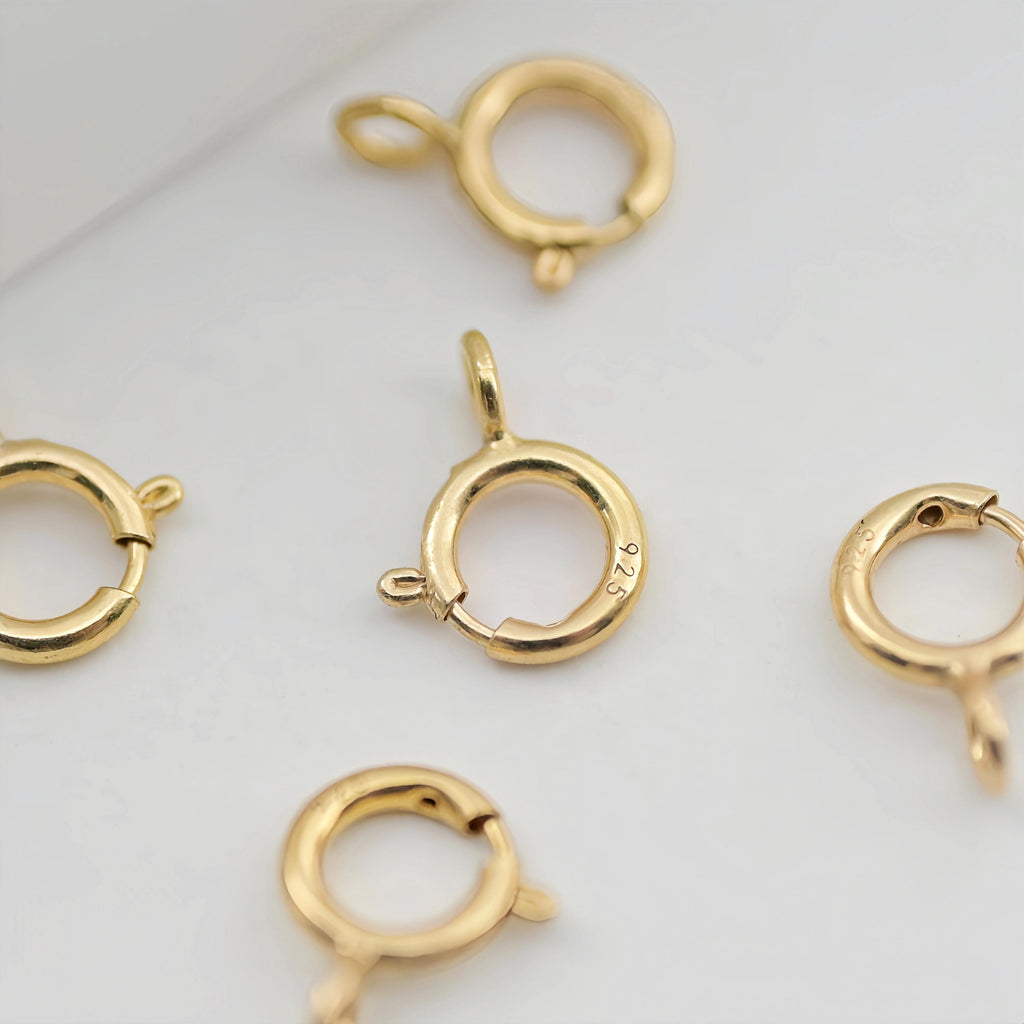 10 قطع - مشبك زنبركي من الفضة الإسترلينية عيار 925، مقاس 6 مم، مشبك مطلي بالذهب عيار 18 قيراطًا، مشبك جراد البحر، مشبك قلادة لصنع المجوهرات Z065