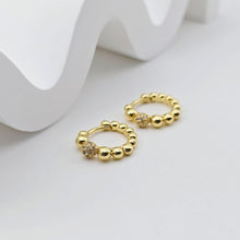 Load image into Gallery viewer, 18K Gold Plated Round Beads Hoop Earring, Huggie Hoops Earring Parts, Spring Ear Hoops, 14.7*13mm, hoop earrings S1245