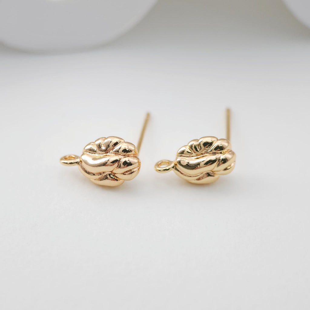 Stone Earring Post with Loop, 18K Real Gold Plated Brass Stud Earring With Loop, S925 Silver Pin, Nickel Free, Earring Finding ZX197