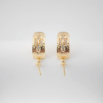 قرط أذن مستطيل منحني مع أغطية الكفالة، دبوس فضي S925، خالٍ من النيكل، مطلي بالذهب/الفضة عيار 18 قيراطًا، ZX210