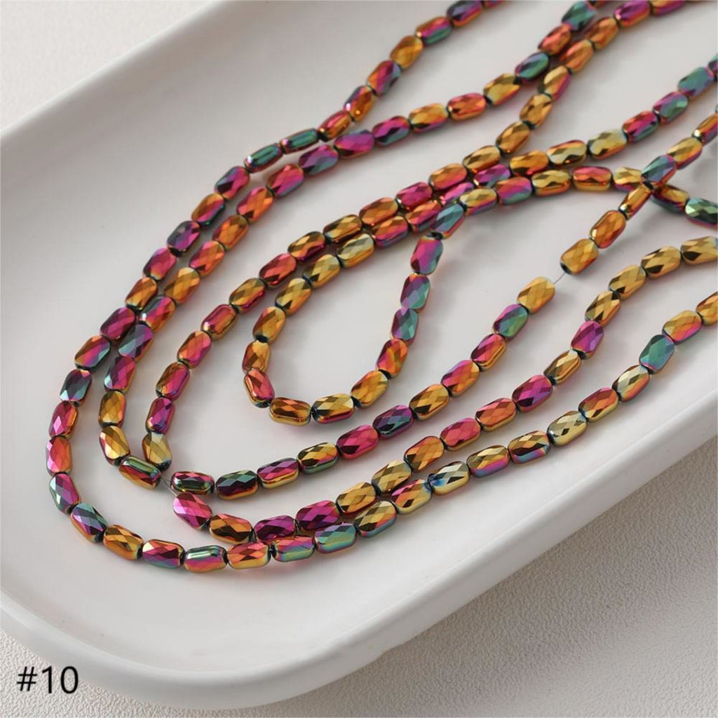 Rectangular Glass Beads, 6.4*4.1mm, Crystal Glass Loose Beads for Jewelry Making, DIY Beads Finding GZ544