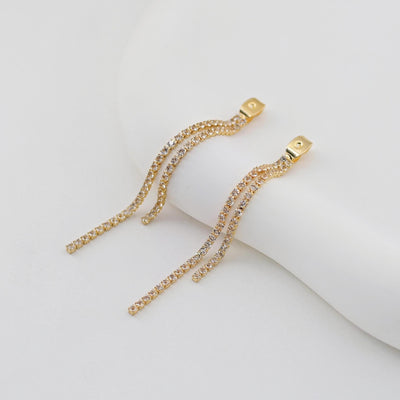 18k Real Gold Plated Earring Back with CZ Pave Tassels, Hypoallergenic Earring Backs for Studs, Jewelry making Findings ZX361