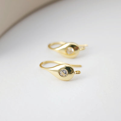 18K Gold Plated Ear Wires, Cubic Pave Earring Hooks, Nickel Free, Fish Hooks, Ear Wires for Jewelry Making D0164