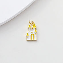 Cargar imagen en el visor de la galería, Colgante de castillo, dijes de castillo 3D esmaltados, dijes de castillo chapados en oro de 18 quilates, para hacer pulseras y collares, accesorios de joyería S1376