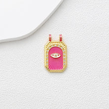 Load image into Gallery viewer, Evil Eye Pendant, Rectangle Card Charm, Enamel Eye Charms, 18K Gold Plated, For Necklace Making, Jewelry Findings S1353