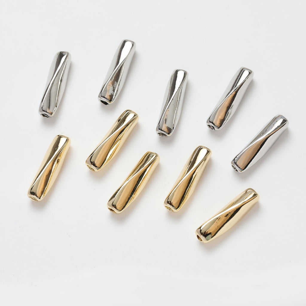 Tube Beads, Spacer Beads, 17mm, 14K Gold/Silver Plated, Bracelet Necklace Making Jewelry Finding GZ260