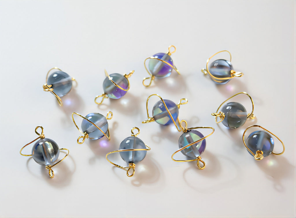 Danity Planet Connector with loops, 14K Gold Plated Handmade Earring Findings, 20x17mm Jewelry Findings JH010