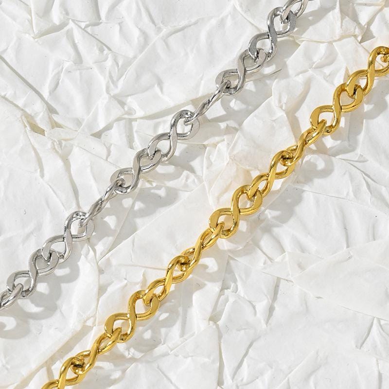 18K Gold Link Chain, Handmade DIY Accessories, 316L Stainless Steel, Sold in 0.5 Meter, ZD009
