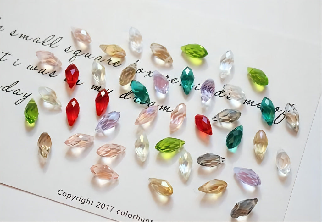 Teardrop Cut Faceted Glass Beads, Drop Beads, 12x6mm, Crystal Glass Loose Beads for Jewelry Making, DIY Beads Finding GZ018