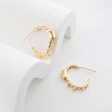 Load image into Gallery viewer, Twisted C Shape Earrings Post With 3 Loops, 14K Gold Plated, S925 Silver Ear Pin Nickel Free Earrings, Earring Findings ZX288