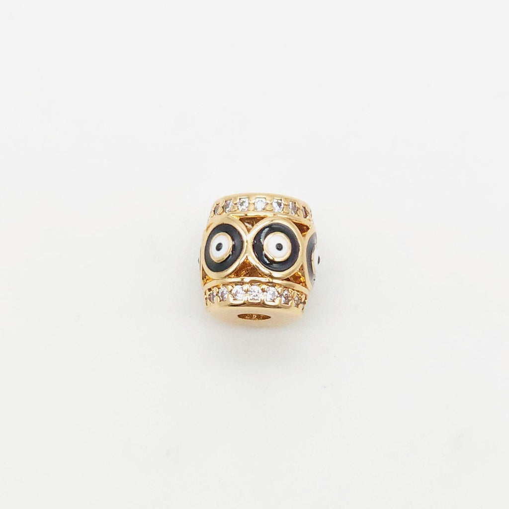 Barrel Column Beads, Spacer Beads, Enamel Evil Eye Beads, 18K Gold Plated Bracelet Necklace Making Jewelry Finding S20350