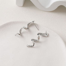 Load image into Gallery viewer, Wave Earring Post with Loop, 14K Gold/Silver, CZ Pave, S925 Silver Pin Nickel Free Earrings, Wave Ear Stud with Loop BB119