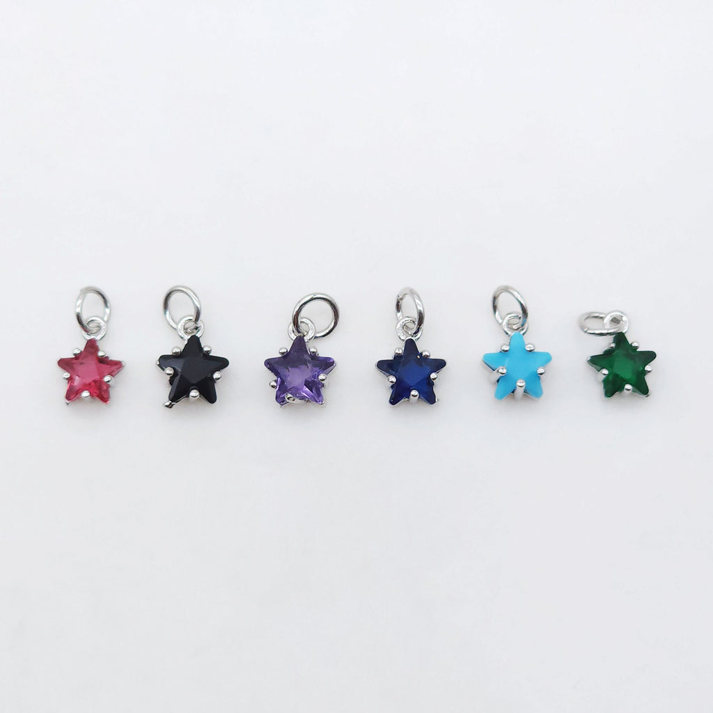 Crystal Tiny Star Charms, 9 Color Crystal You Choose, 18K Gold/Silver Plated Star Pendant, Jewelry Findings S20528