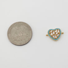 Load image into Gallery viewer, Cubic Heart Connector Charms, 18K Gold Bracelet Necklace Making Connectors, Micro CZ Pave Charms, Jewelry Findings S20848