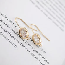 Load image into Gallery viewer, 4pcs Oval Cubic Pave Earring Hooks With Loop, Nickel Free Earrings, Crystal Gemstone Stud, Hypoallergenic Earring Findings ZX054