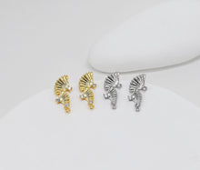 Load image into Gallery viewer, Fan-shaped Post Earrings, S925 Silver pin, 18k Gold Plated Sector Earring Post with Loop, Earring Findings, Handmade Earring Supplies D0398