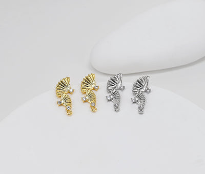 Fan-shaped Post Earrings, S925 Silver pin, 18k Gold Plated Sector Earring Post with Loop, Earring Findings, Handmade Earring Supplies D0398