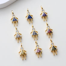 Load image into Gallery viewer, Girls Pendant, Birthstone Charm, Pave CZ, Mom Children Charm, 18K Gold Plated, For Bracelet And Necklace Making, Jewelry Findings S1408